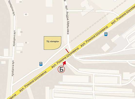 Схема рекламной плоскости по адресу Шухевича ст. Б