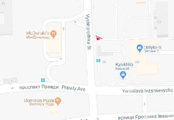 Схема рекламной плоскости по адресу Вышгородская ул., 30