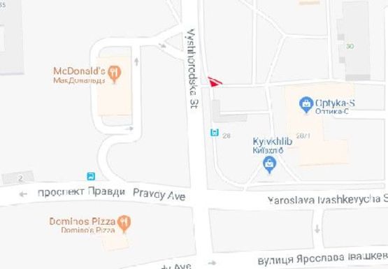 Схема рекламної площини за адресою Вышгородская ул., 30