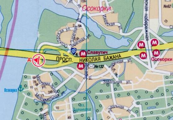 Схема рекламной плоскости по адресу Бажана пр., съезд с Южного моста