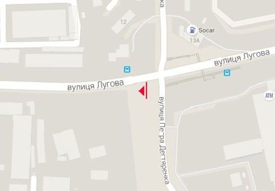 Схема рекламной плоскости по адресу Луговая ул., 9 - Семьи Кульженков ул. (бывш. Дегтяренко П. ул.)