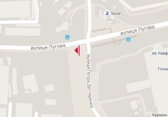 Схема рекламної площини за адресою Луговая ул., 9 - Семьи Кульженков ул. (бывш. Дегтяренко П. ул.)