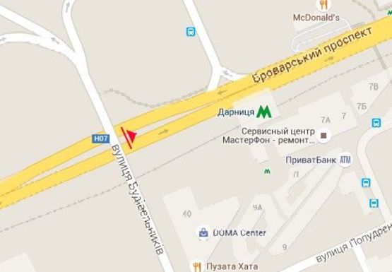 Схема рекламной плоскости по адресу Броварской пр. - Строителей ул.