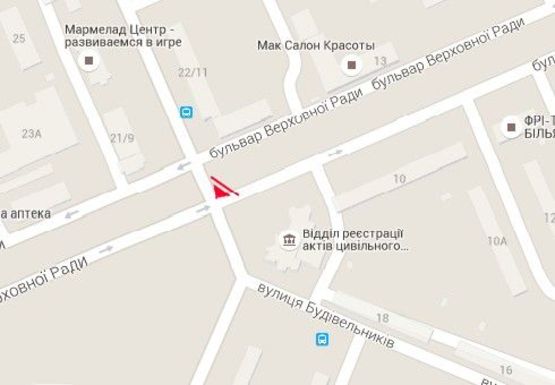 Схема рекламної площини за адресою Строителей ул. - Верховного Совета б-р (ЗАГС)