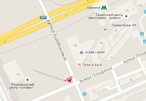 Схема рекламной плоскости по адресу Строителей ул. - Попудренко ул.