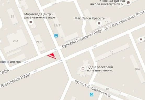 Схема рекламної площини за адресою Строителей ул. - Верховного Совета б-р (банк Форум)