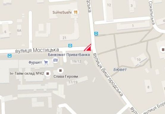 Схема рекламной плоскости по адресу Вышгородская ул., 21