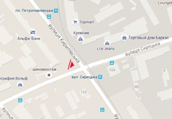 Схема рекламной плоскости по адресу Кирилловская ул., 127 (бывш. Фрунзе ул.)