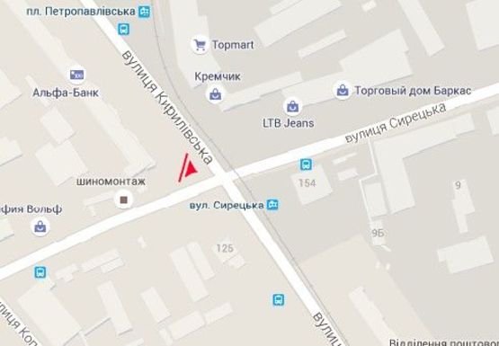 Схема рекламної площини за адресою Кирилловская ул., 127 (бывш. Фрунзе ул.)