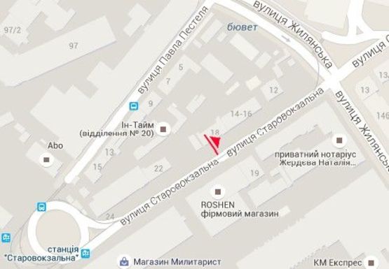 Схема рекламної площини за адресою Старовокзальная ул., 18