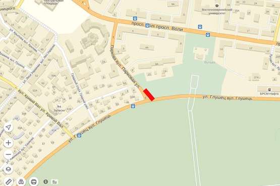 Схема рекламной плоскости по адресу Паркова - вул. Глушець