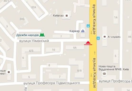 Схема рекламної площини за адресою Бойчука ул., 6а (бывш. Киквидзе ул.)