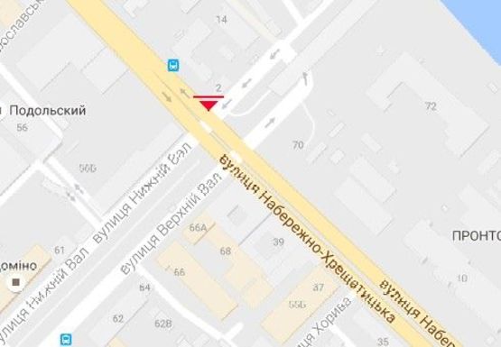 Схема рекламной плоскости по адресу Набережно-Крещатицкая ул. - Нижний Вал ул.