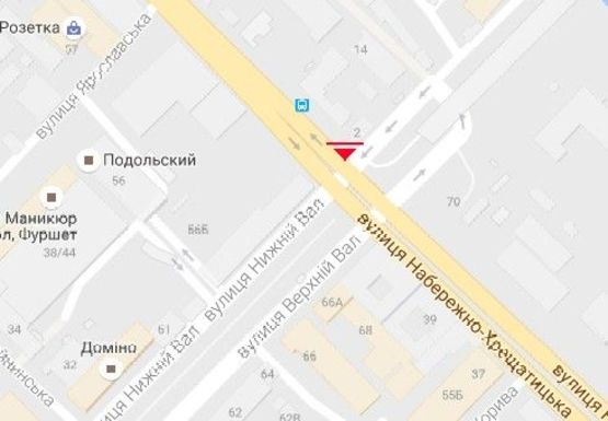 Схема рекламной плоскости по адресу Набережно-Крещатицкая ул. - Нижний Вал ул.