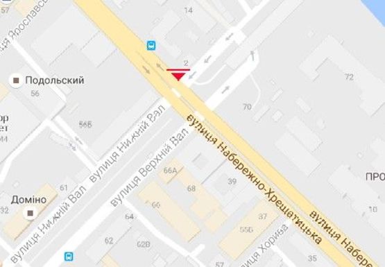 Схема рекламной плоскости по адресу Набережно-Крещатицкая ул. - Нижний Вал ул.