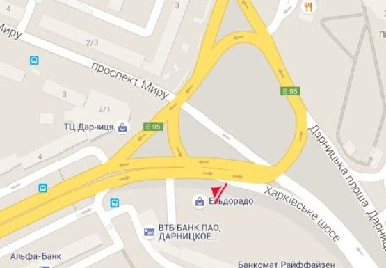 Схема рекламної площини за адресою Дарницкая пл. (бывш. Ленинградская пл.), напротив дома №2а