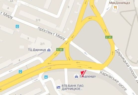 Схема рекламной плоскости по адресу Дарницкая пл. (бывш. Ленинградская пл.), напротив дома №2а