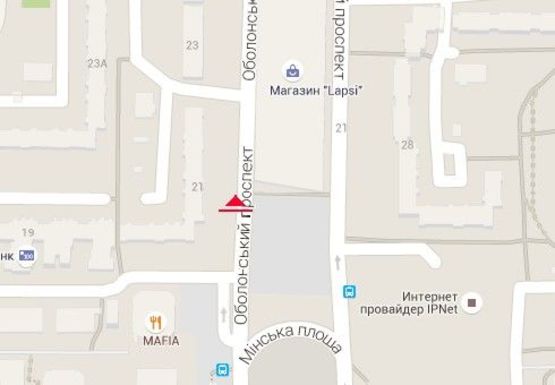 Схема рекламної площини за адресою Оболонский пр., 21
