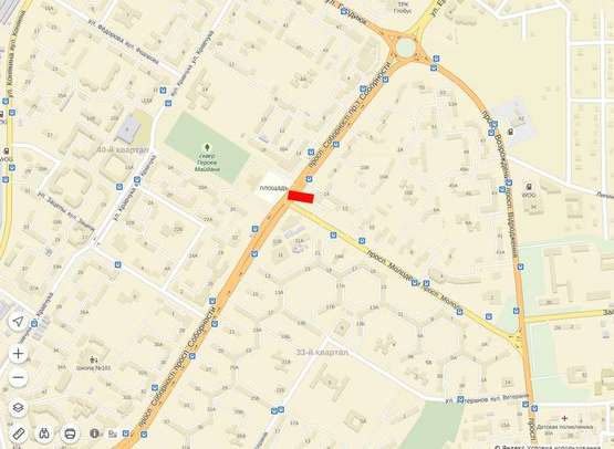 Схема рекламной плоскости по адресу Соборності - пр. Молоді