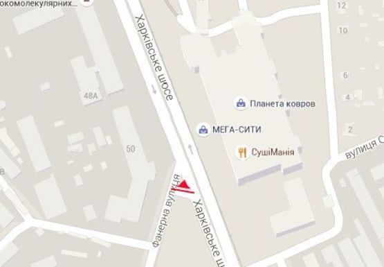 Схема рекламної площини за адресою Харьковское шоссе, 50 - Фанерная ул.