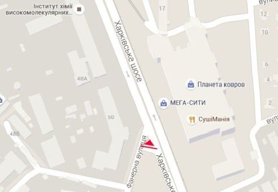 Схема рекламной плоскости по адресу Харьковское шоссе, 50 - Фанерная ул.