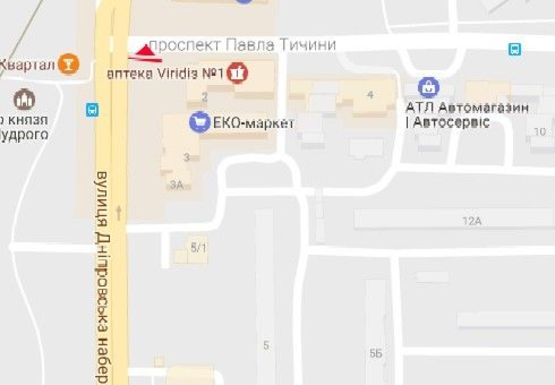 Схема рекламної площини за адресою Днепровская набережная - Павла Тычины пр.