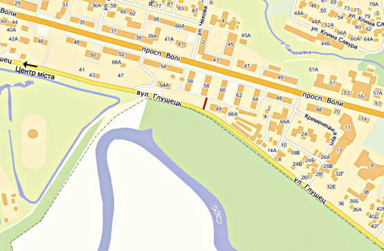 Схема рекламной плоскости по адресу Глушець (оф. центр)