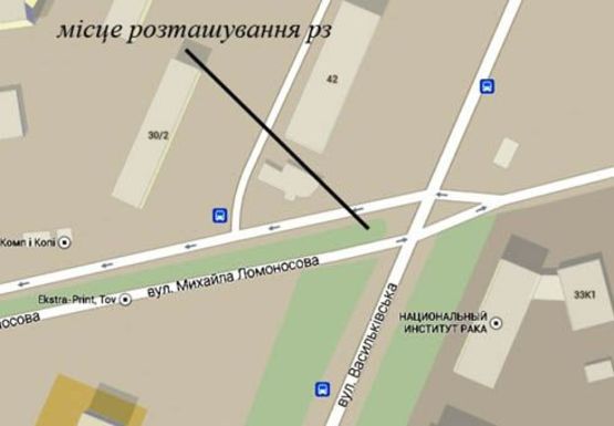 Схема рекламной плоскости по адресу Васильковская ул. - Ломоносова ул.