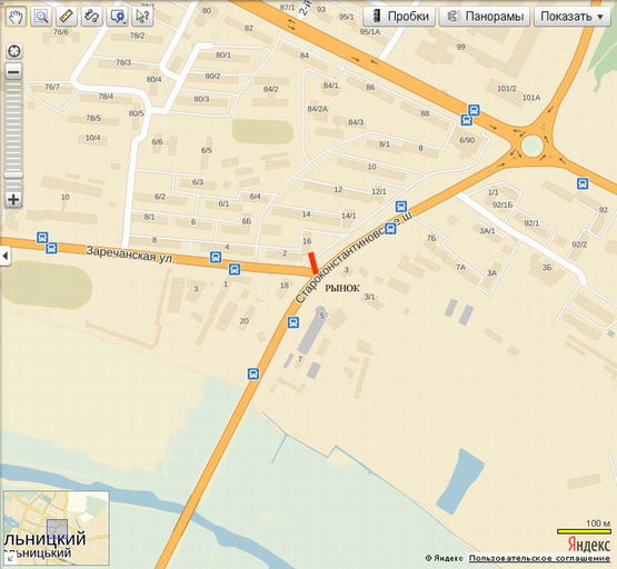 Схема рекламної площини за адресою Зарічанська - Старокостянтинівське шосе