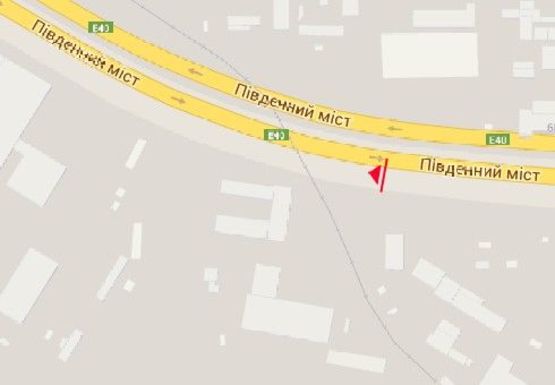 Схема рекламної площини за адресою Промышленная ул., к Южному мосту, из центра