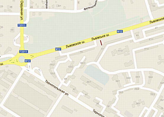 Схема рекламной плоскости по адресу Львівське шосе,55(до ринку)