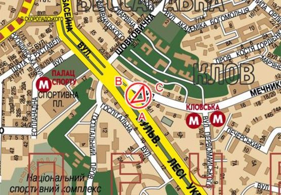 Схема рекламної площини за адресою Леси Украинки б-р - Бассейная ул. - Мечникова ул.