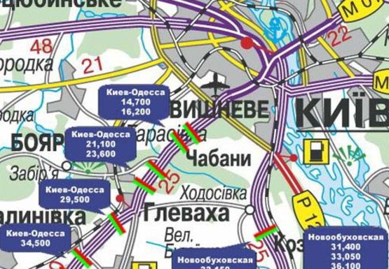 Схема рекламной плоскости по адресу Трасса M-05, Киев-Одесса, 14,700