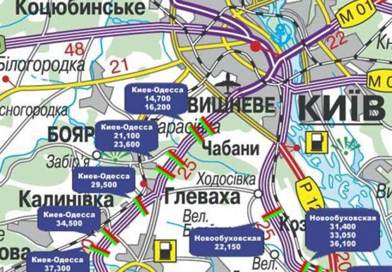 Схема рекламной плоскости по адресу Трасса M-05, Киев-Одесса, 16,200