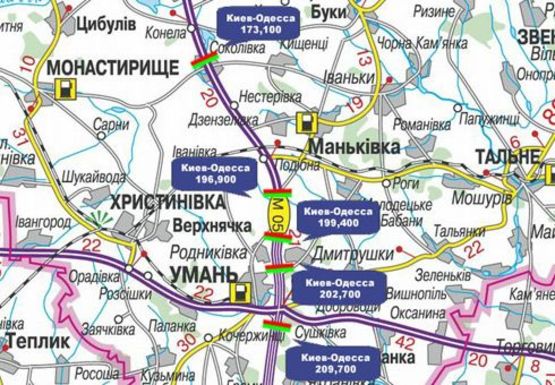 Схема рекламної площини за адресою Трасса M-05, Киев-Одесса, 196,900