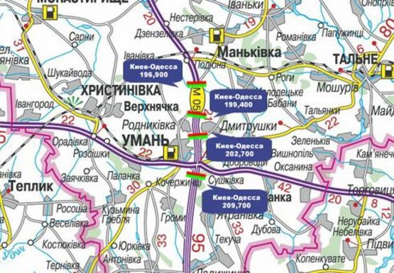Схема рекламной плоскости по адресу Трасса M-05, Киев-Одесса, 202,700