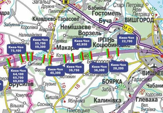 Схема рекламной плоскости по адресу Трасса M-06, Киев-Житомир, 39,750