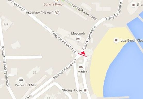 Схема рекламної площини за адресою Генуэзская ул. - пляж Аркадия