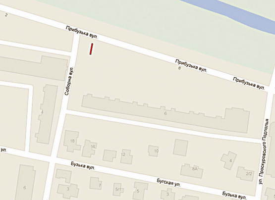 Схема рекламної площини за адресою Прибужська 6, ст. А  (біля Епіцентру)