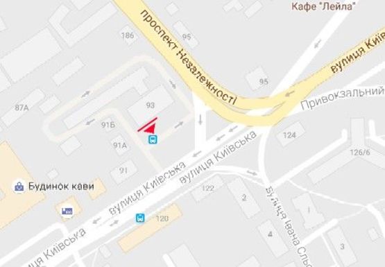 Схема рекламної площини за адресою Киевская ул., 93 (левый)