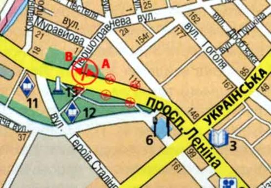 Схема рекламной плоскости по адресу Соборный пр. (4) (движение от вокзала)