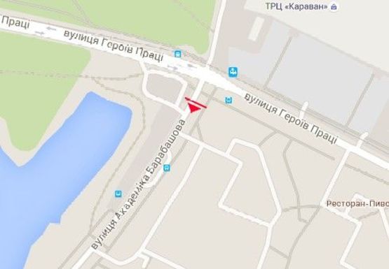Схема рекламної площини за адресою Барабашова ул. - Героев Труда ул.