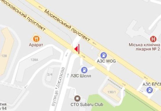 Схема рекламної площини за адресою Московский пр. - Морозова ул. (из центра)