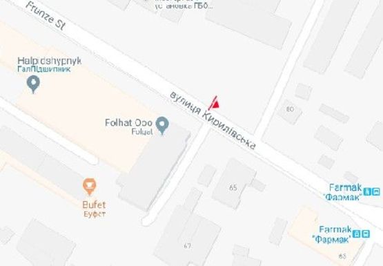 Схема рекламной плоскости по адресу Кириловская ул., 86 (Фрунзе ул.) (BackLit)