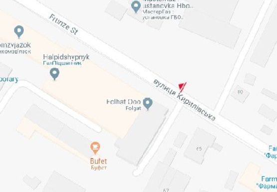 Схема рекламной плоскости по адресу Кириловская ул., 86 (Фрунзе ул.) (BackLit)