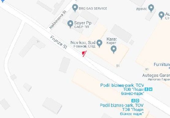 Схема рекламної площини за адресою Кириловская ул., 86 (Фрунзе ул.) - Нахимова ул. (BackLit)