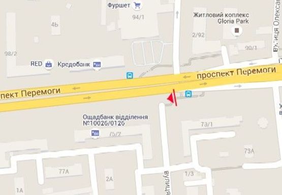 Схема рекламної площини за адресою Победы пр., 73/1