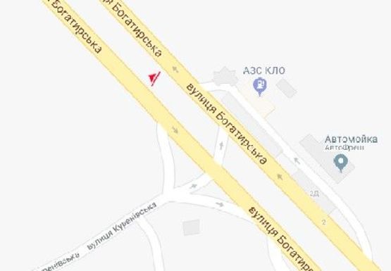 Схема рекламної площини за адресою Богатырская ул. - Куреневская ул. (на разделителе)