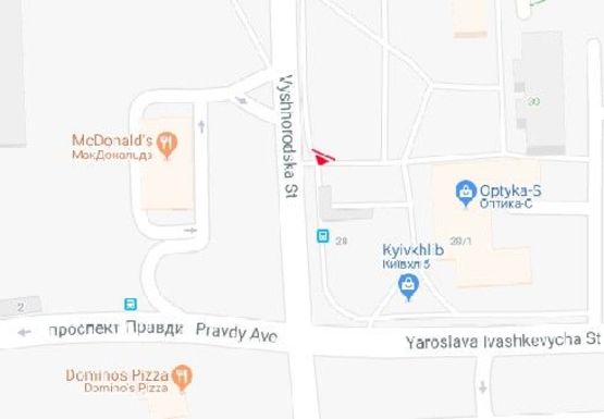 Схема рекламной плоскости по адресу Вышгородская ул., 30