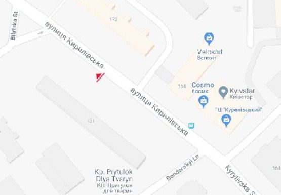 Схема рекламной плоскости по адресу Кириловская ул., 131 (Фрунзе ул.)